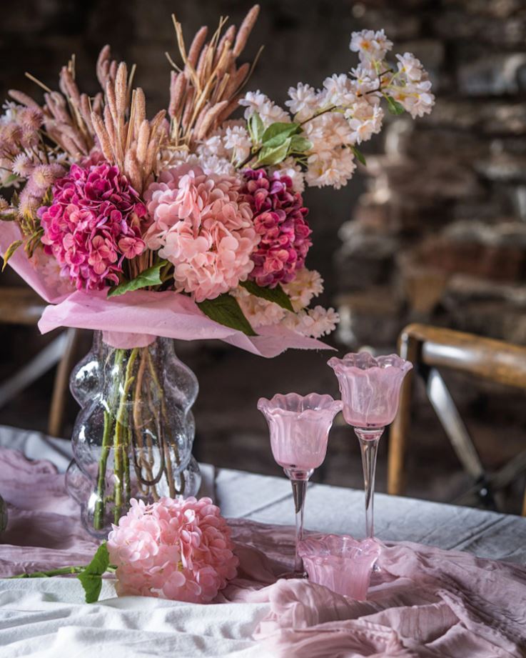 Lyslykt Blomst Rosa 3-pack