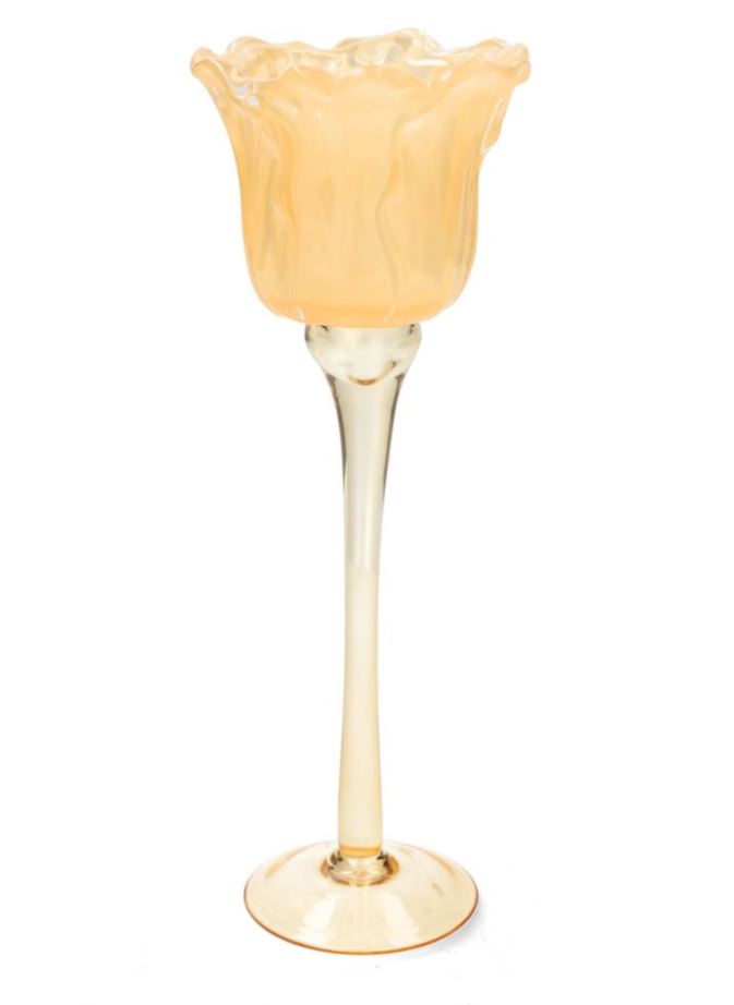 Lyslykt på fot Blomst Aprikos 27 cm