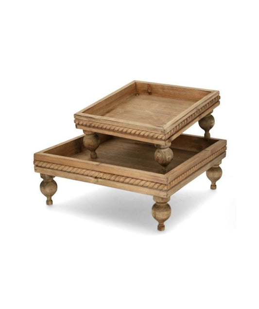 Dekorativ piedestalbrikke Brun 2-pack 37/50 cm På lager uke 09