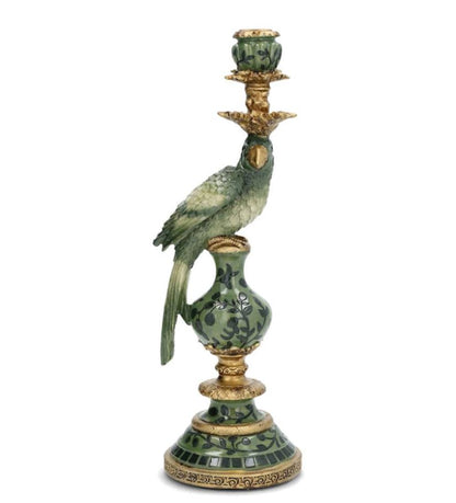 Lysestake Papegøye - Skoggrønn poly 40 cm | Eksotisk figurlysestake