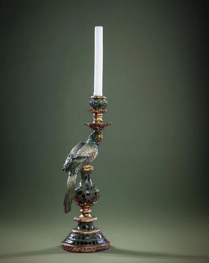 Lysestake Papegøye - Skoggrønn poly 40 cm | Eksotisk figurlysestake