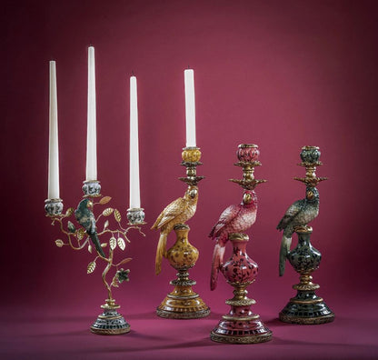 Lysestake Papegøye - Gul poly 40 cm | Eksotisk figurlysestake