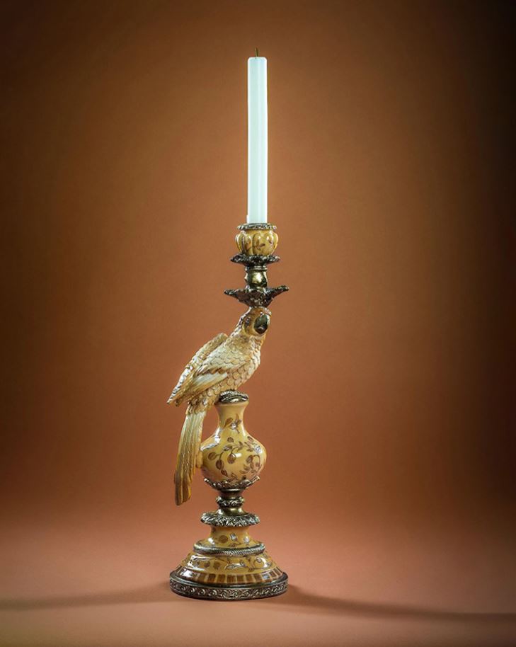 Lysestake Papegøye - Gul poly 40 cm | Eksotisk figurlysestake