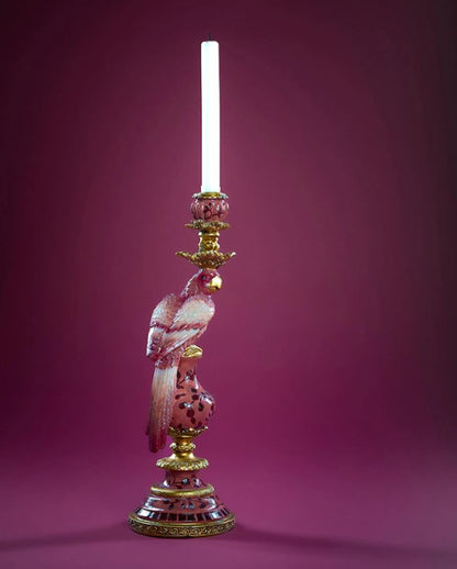 Lysestake Papegøye - Rosa poly 40 cm | Eksotisk figurlysestake