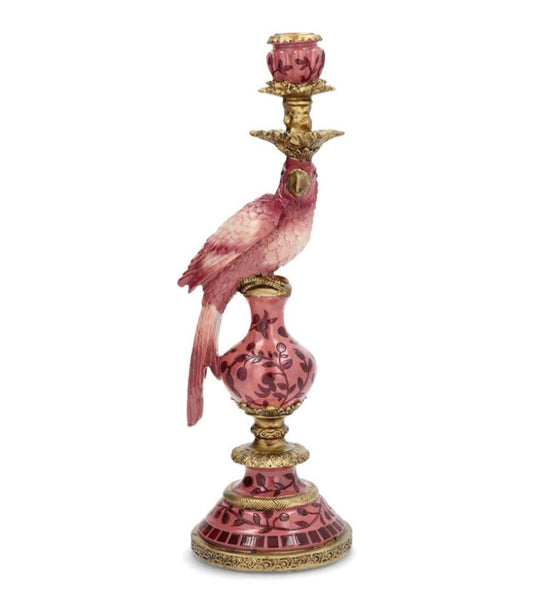 Lysestake Papegøye - Rosa poly 40 cm | Eksotisk figurlysestake