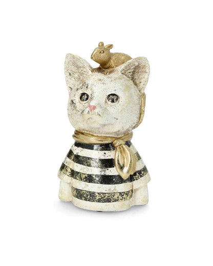 Dekorasjoner Figurer Byste Katt Med Mus 18 cm
