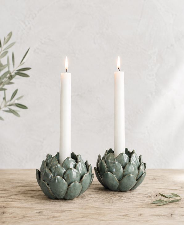 Lysestake/lykt 2-pack Artisjokk Glaze Ø11x8 cm Grønn