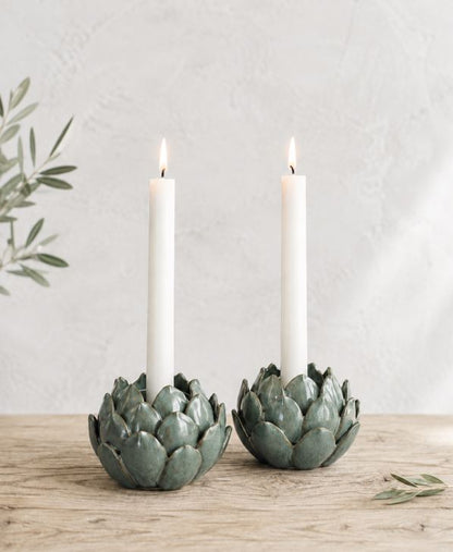 Lysestake/lykt 2-pack Artisjokk Glaze Ø11x8 cm Grønn