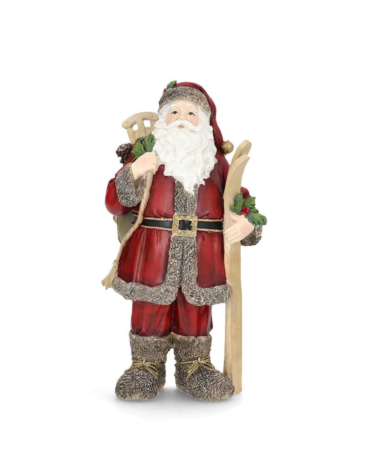 Innendørs julepynt Nisse med ski 31 cm