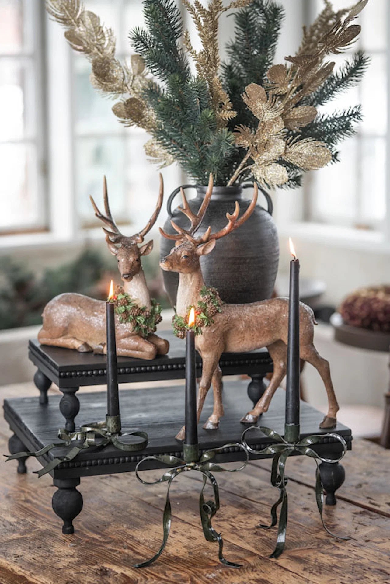 Innendørs julepynt Hjort krans stående 39 cm