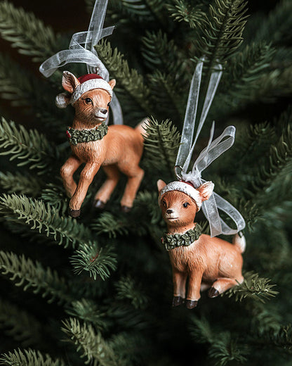 Innendørs julepynt Ren Lue og Krans Heng 4-pakning