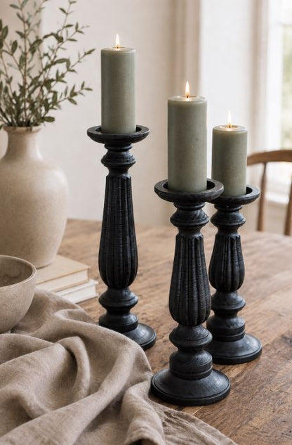 Lysestake Tre 3-pack 30/35/40 cm Svart På lager Juni 2026