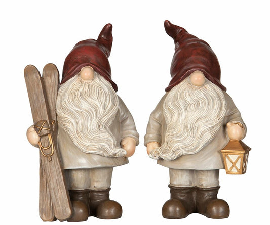 Innendørs julepynt Nisse 2-pakning Ski/Lykt Mix 10x8x18cm