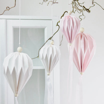 Papirballong med tøyremser 85 cm - lyserosa