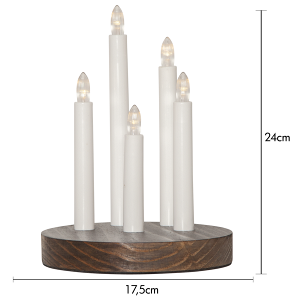 Batteridrevet Adventslysestake Doris 24 cm brun