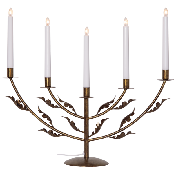 Adventslysestake Eikeblad 53,5x14x48 cm Messing