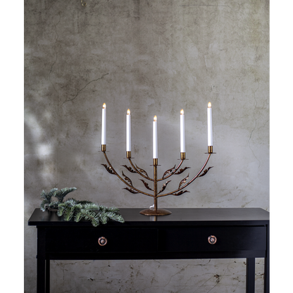 Adventslysestake Eikeblad 53,5x14x48 cm Messing