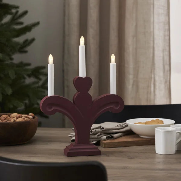 Adventslysestake Batteridrevet 35 cm Rød