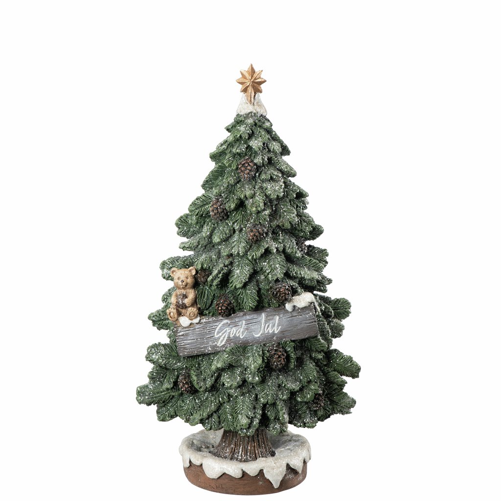 Innendørs julepynt Juletre med skilt God Jul 24 cm