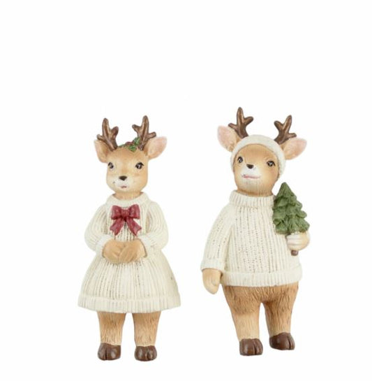 Innendørs julepynt Reinsdyrpar 2-pakning 10,2 cm