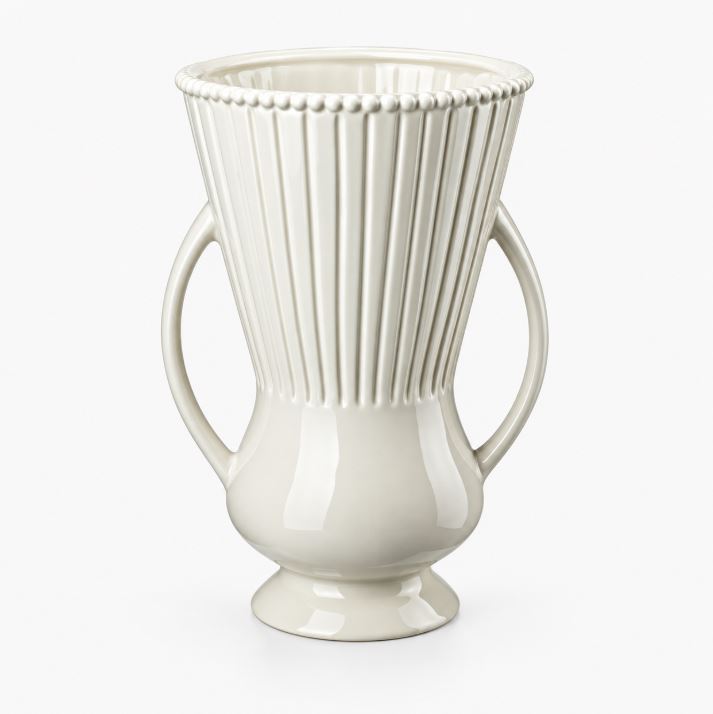 Dekorativ vase med hanker 27,5 cm hvit