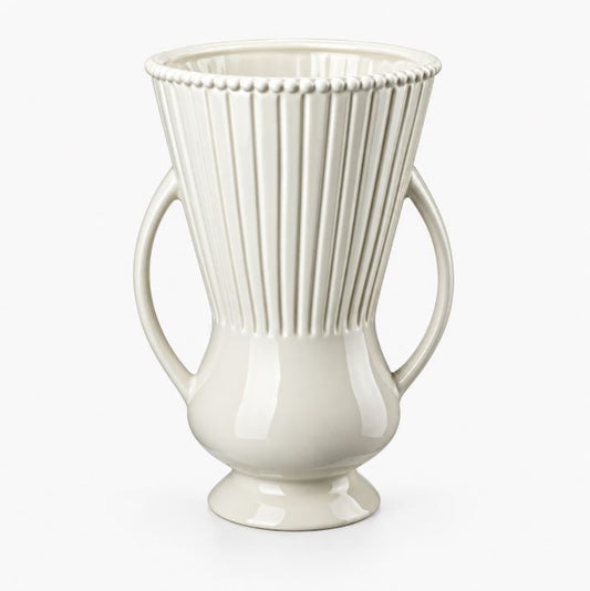 Dekorativ vase med hanker 27,5 cm hvit