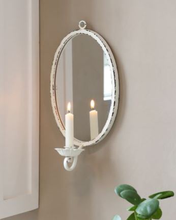 Lysestake Vegglampe H38/L19,5/B11 cm antikk krem