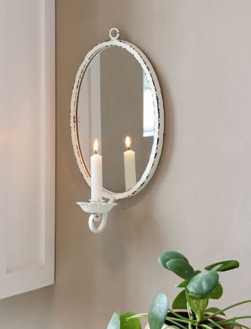 Lysestake Vegg Lysarmatur Speil 38 cm Antikk
