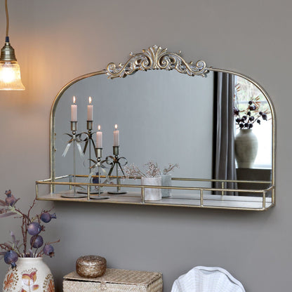 Speil med hylle og dekor H56/L85/B16 cm