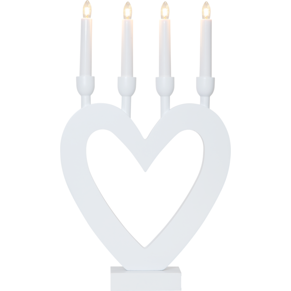 Adventslysestake Hjerte 45 cm hvit