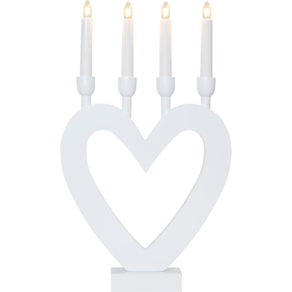 Adventslysestake Hjerte 45 cm hvit