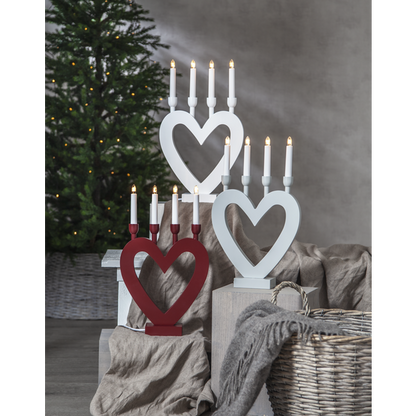Adventslysestake Hjerte 45 cm hvit