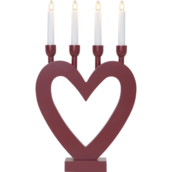 Adventslysestake Hjerte 45 cm Rød