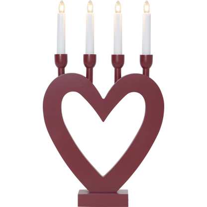 Adventslysestake Hjerte 45 cm Rød