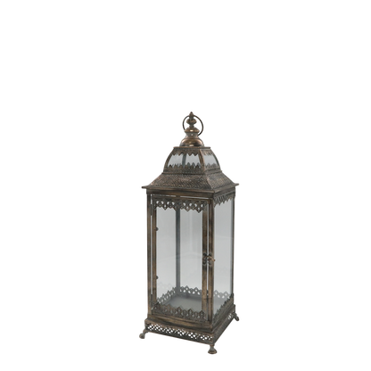 Lyslykt med dekor H62/L20/B20 cm antikk gull