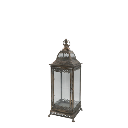 Lyslykt med dekor H62/L20/B20 cm antikk gull