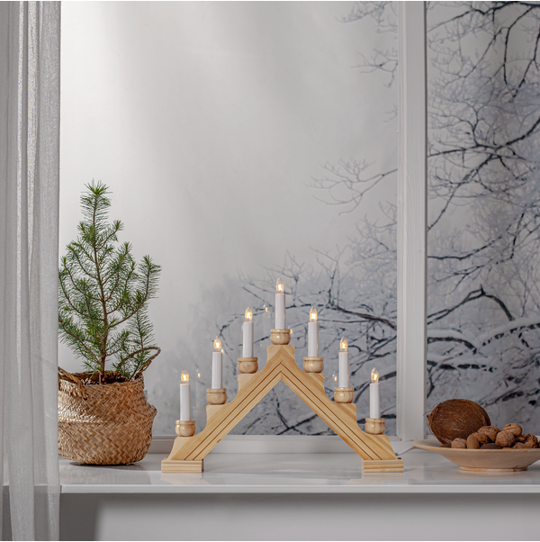 Adventslysestake 7-armet trelysestake natur