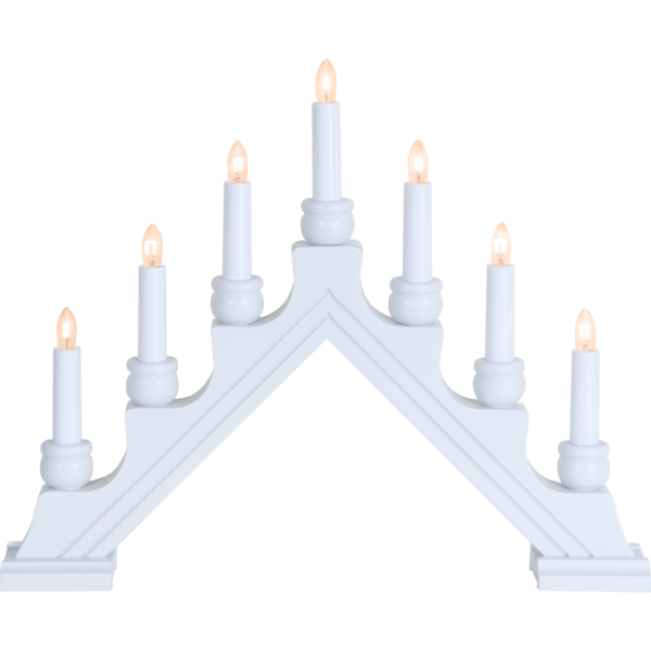 Adventslysestake 7-armet trelysestake hvit