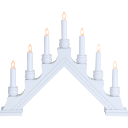 Adventslysestake 7-armet trelysestake hvit