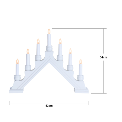 Adventslysestake 7-armet trelysestake hvit
