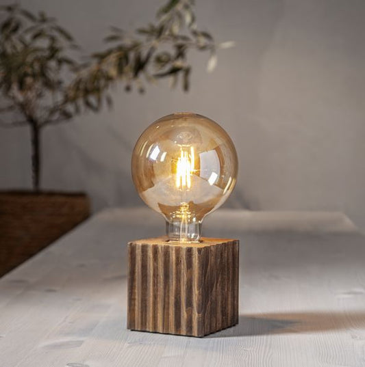 Bordlampe Lampfot Boks Ribbet strukturmønster Brun