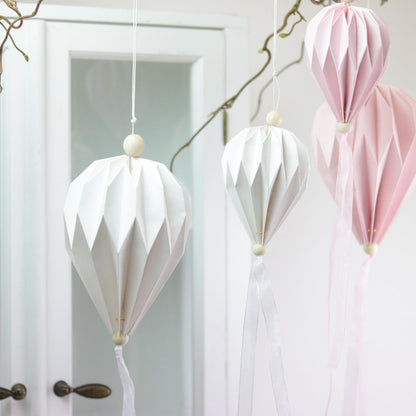 Papirballong med tøyremser 85 cm - vit