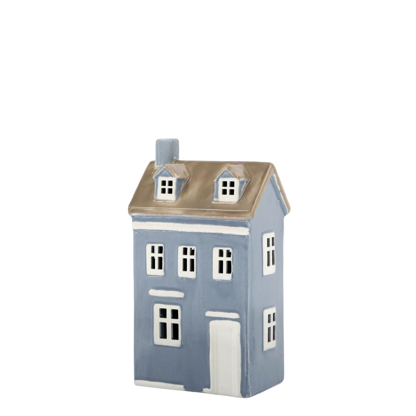 Lyslykt Hus H25/L13/B9 cm himmelblå