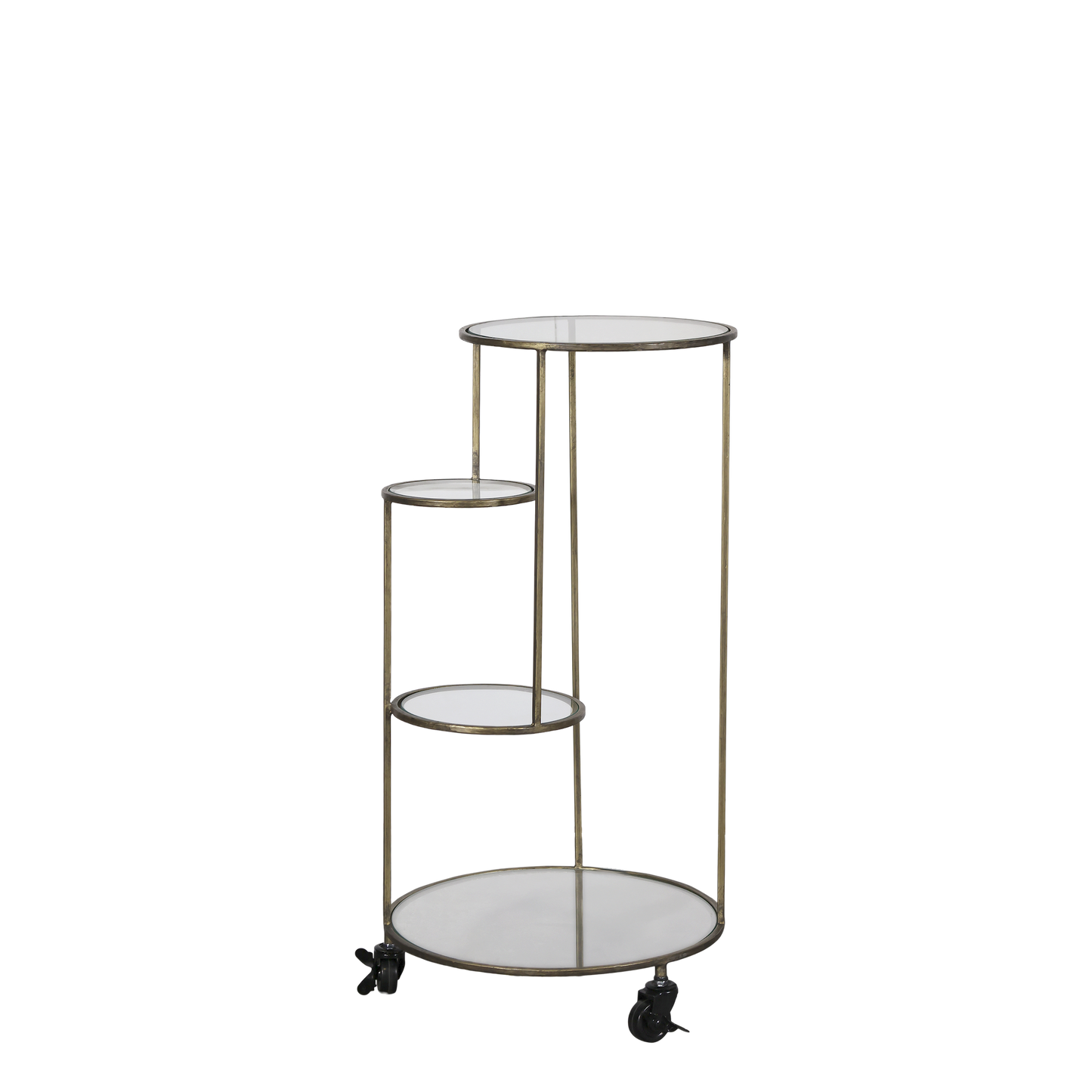 Sidebord DIV. med glassplater på hjul H79,5/Ø40 cm