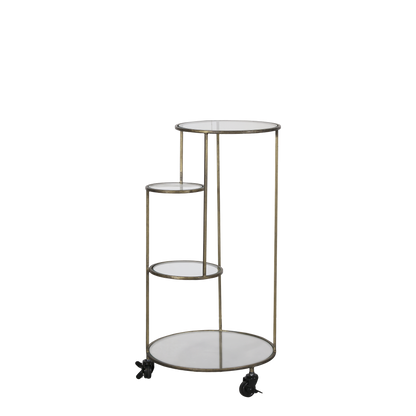 Sidebord DIV. med glassplater på hjul H79,5/Ø40 cm