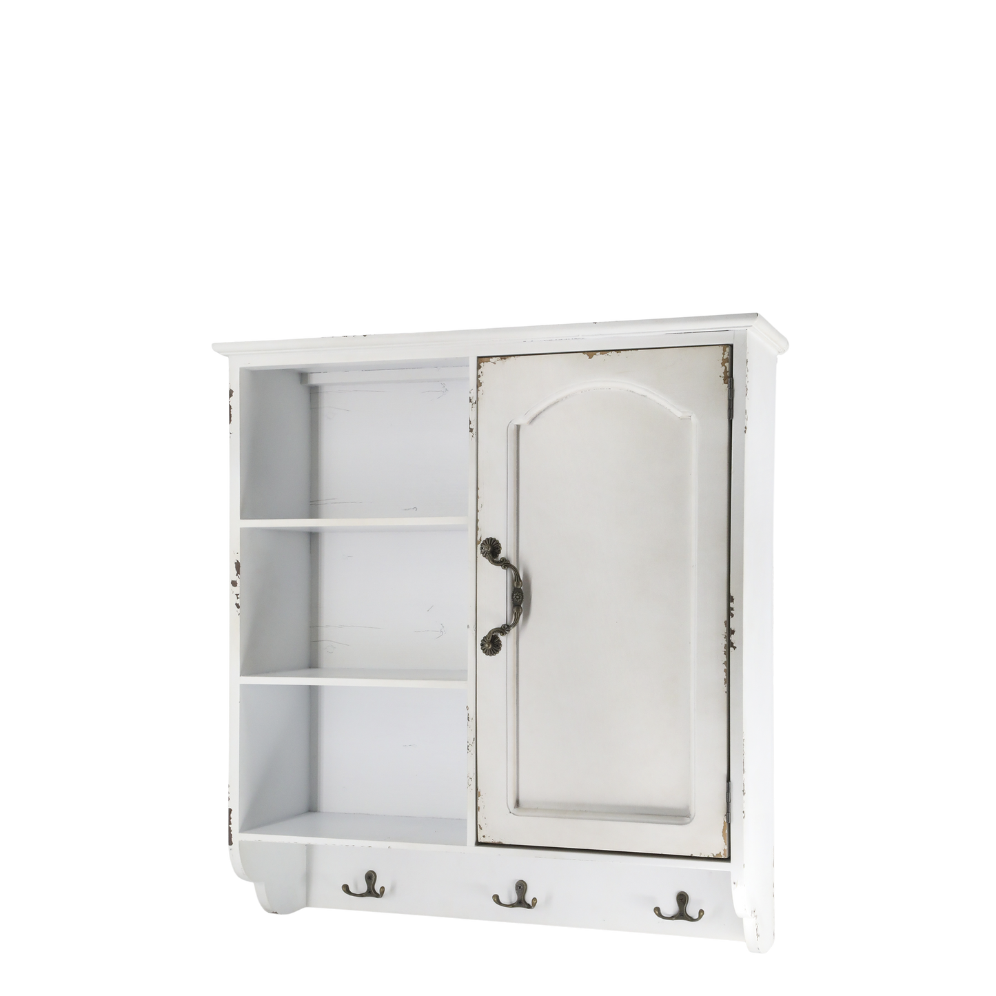 Veggskap m. 1 dør og 3 hyller H61/L56/B19 cm antikk krem