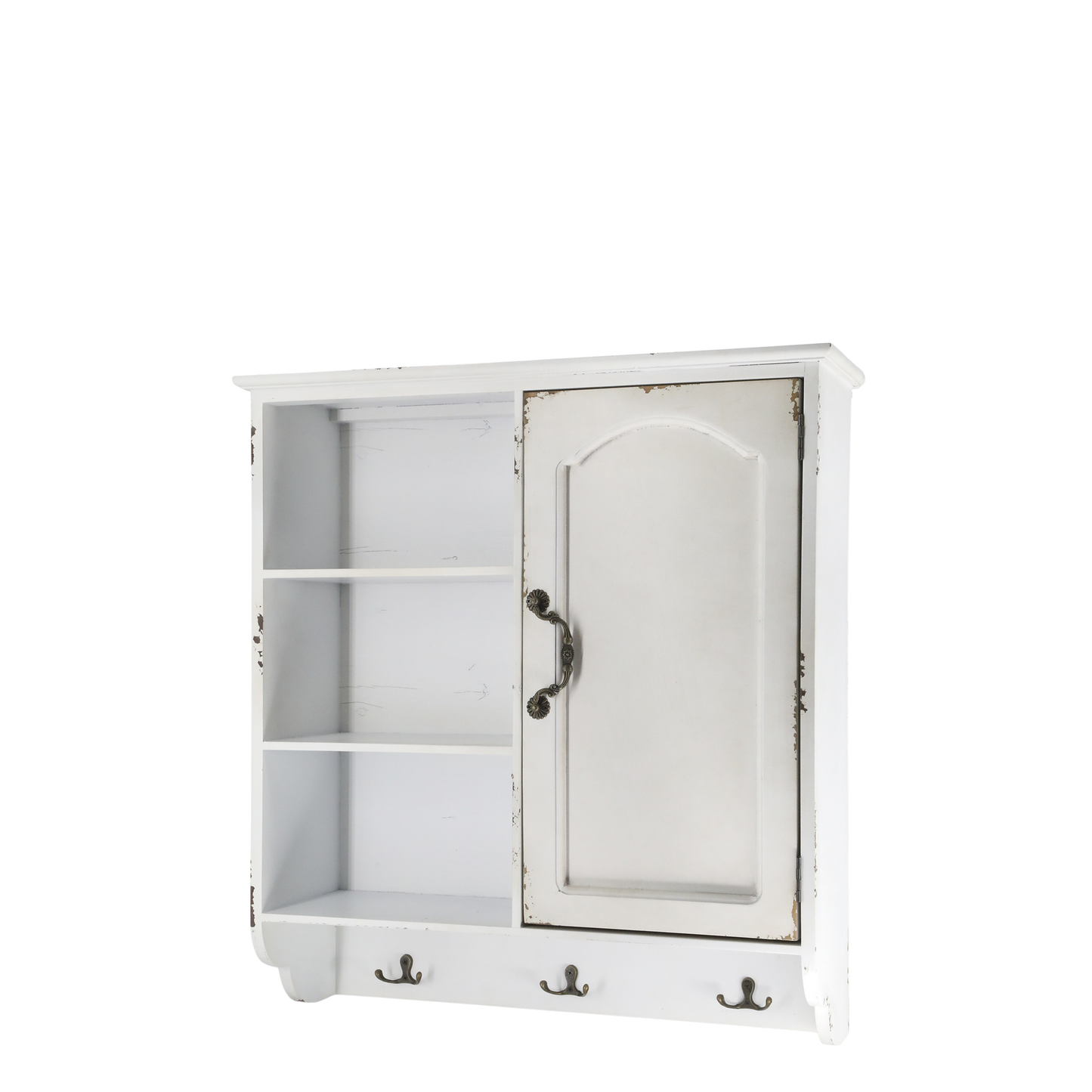 Veggskap m. 1 dør og 3 hyller H61/L56/B19 cm antikk krem