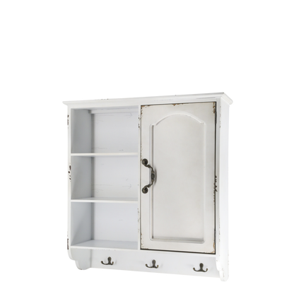 Veggskap m. 1 dør og 3 hyller H61/L56/B19 cm antikk krem