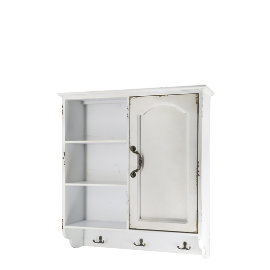 Veggskap m. 1 dør og 3 hyller H61/L56/B19 cm antikk krem