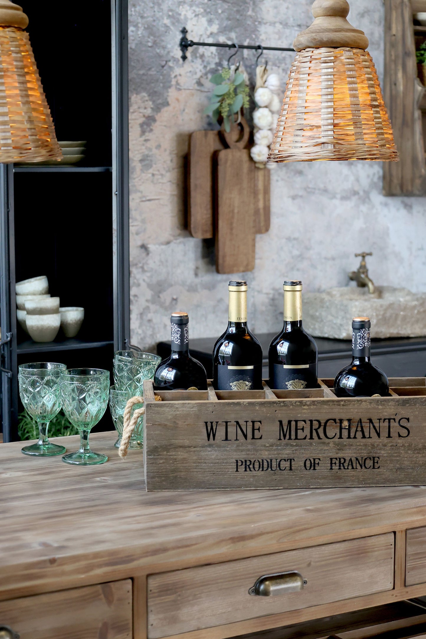Dekorativ boks Wine Merchants H14/L49,5/B21,5 cm naturlig